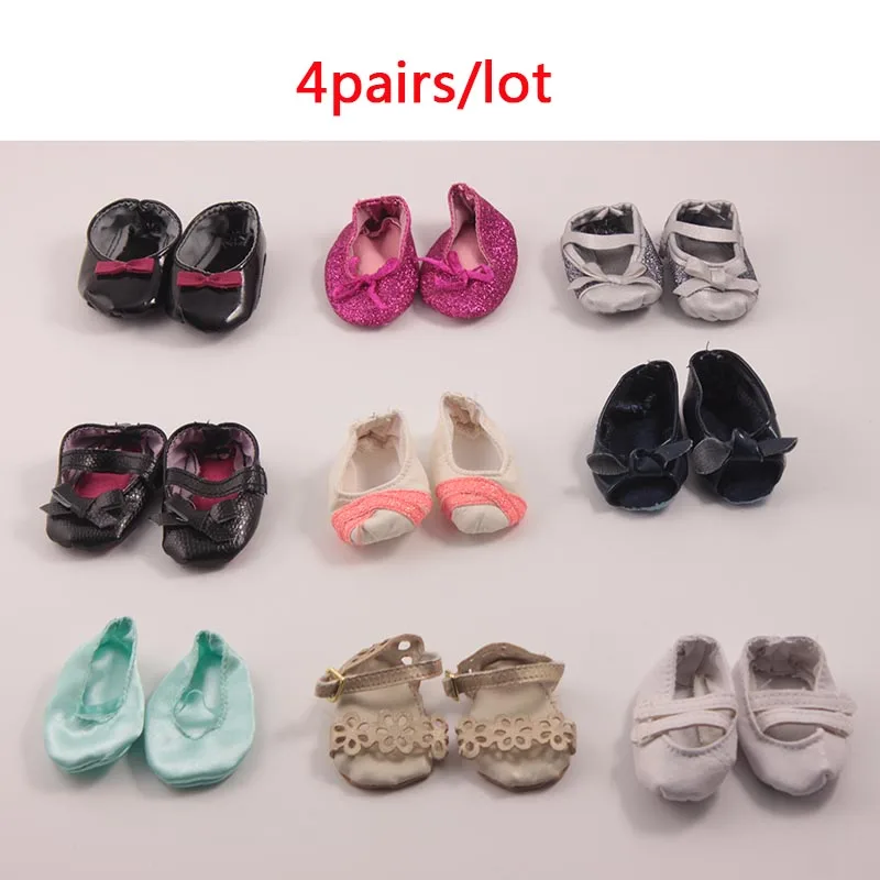 

4 Pairs/lot Cute doll accessories shoes for 18-inch American dolls and our generation of accessories For Children's day