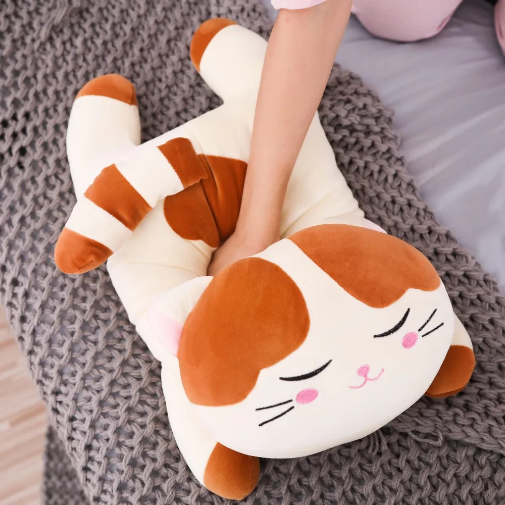 1 шт. серый коричневый Kawaii лежа кошка плюшевые игрушки мягкая милая кукла милые