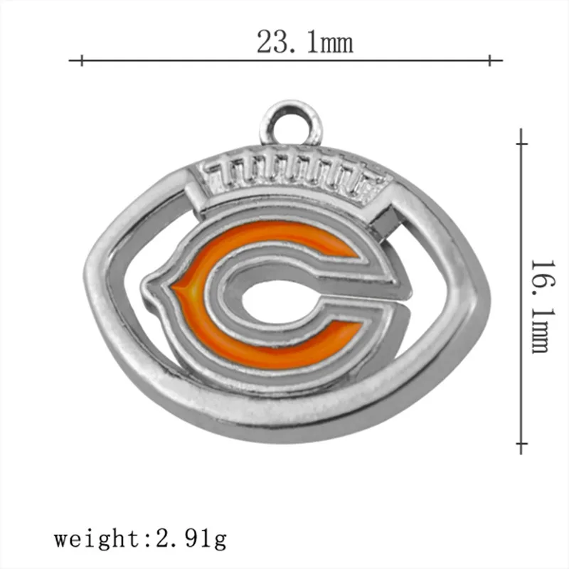 

New Design Enamel Chicago Football Sport Dangle Charms Pendant For DIY Bracelet & Necklace & Earrings & Keychain Jewelry Making
