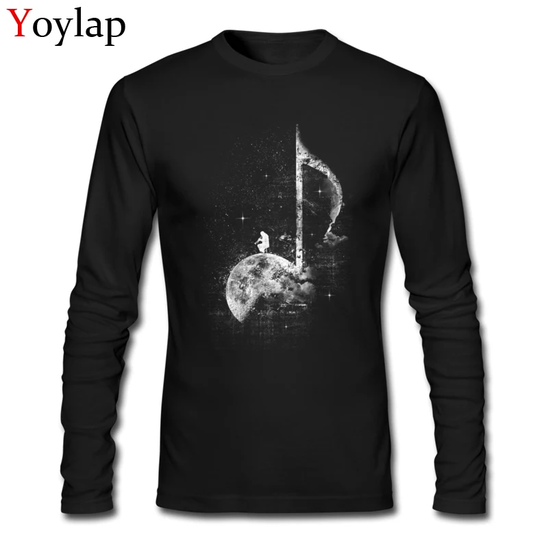 Оригинальный дизайн Мужская футболка с принтом Miles On The Moon Music Note футболки из 100%