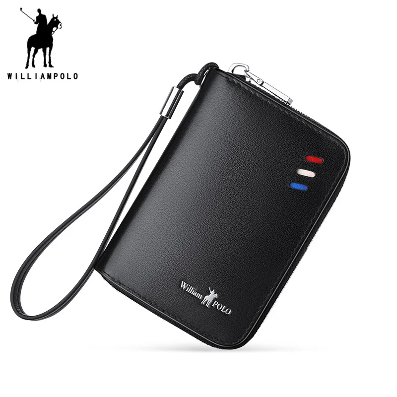 

WILLIAMPOLO 2018 Credit Card Holder for Men 100% Real Leather Zipper Wallet Business Card Holder Leather POLO185127