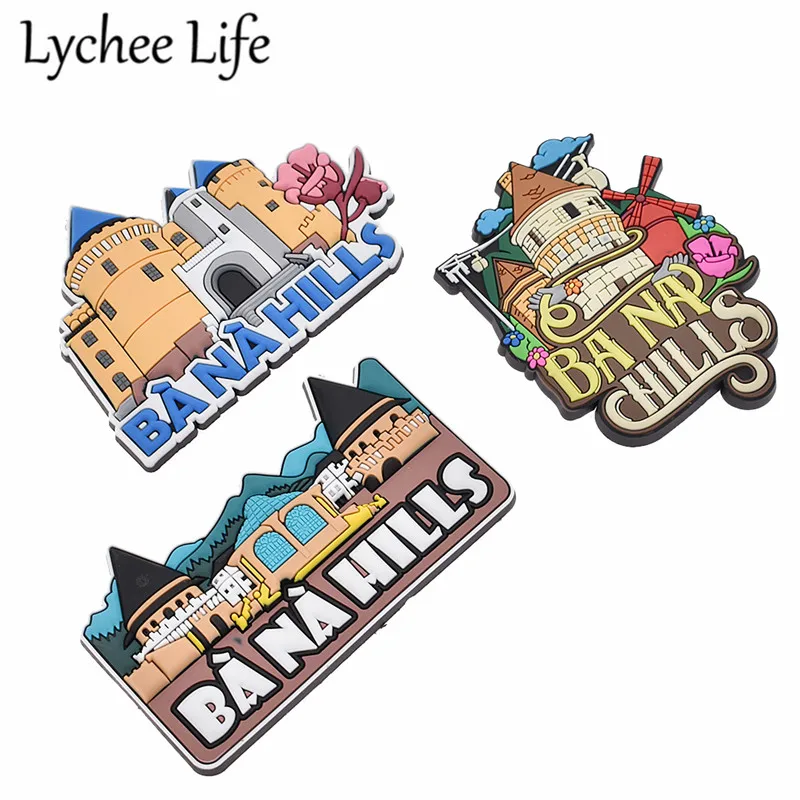 

Cartoon Vietnam Castle Refrigerator Magnetic Sticker Colorful Letter Printed Fridge Magnet Modern Home Kitchen Decor