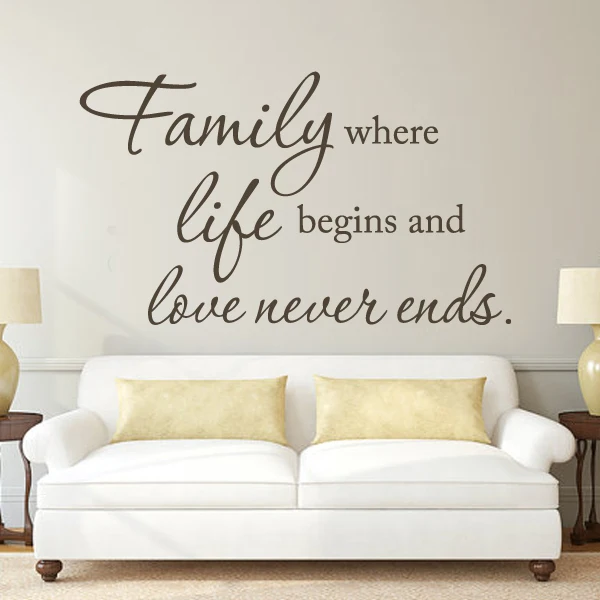 family where life begins and love never ends wall sayings door vinyl
