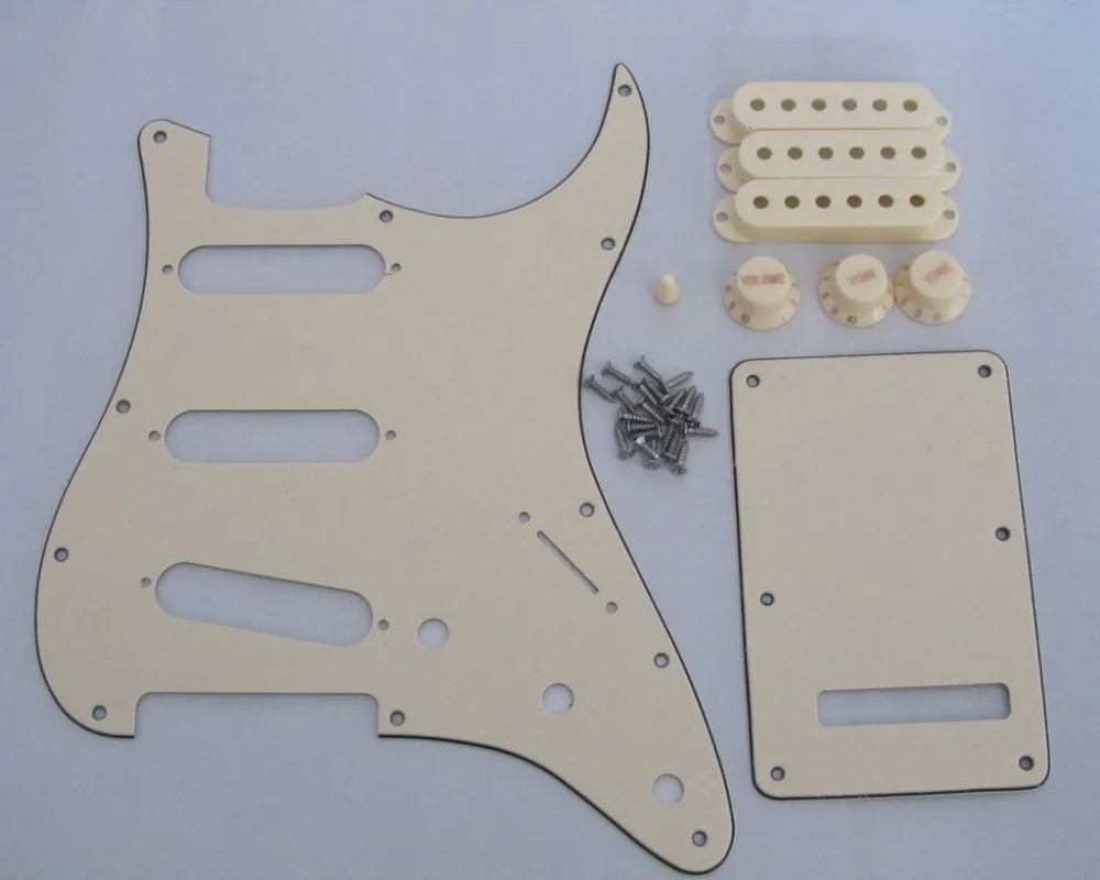 Aged White Pickguard with Pickup Covers Knobs Tip
