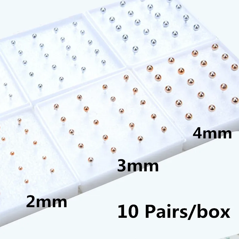 

2-4mm Size Balls Silver Plated Piercing Small Round Ball Stud Earrings for Women Men Children Baby Girls Kids Jewelry 10 Pairs