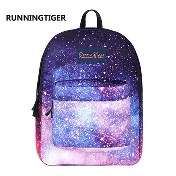 

Running Tiger Night Sky Backpack for Women Purple Stars Cute Bagpack Book School Bags for Teenagers Girl Sweet Travel Backpack