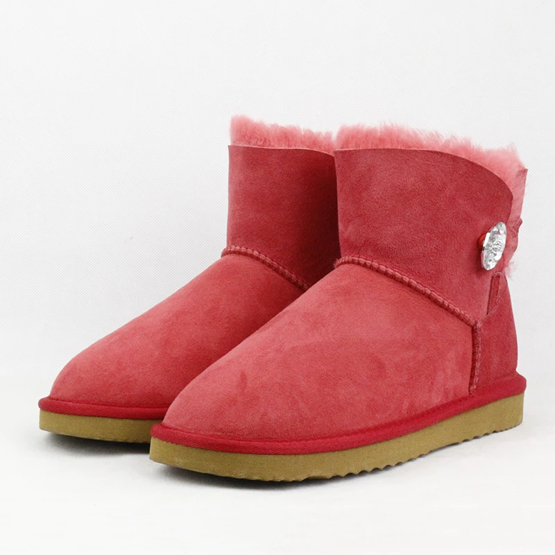 UVWP/теплые шерстяные зимние ботинки для женщин; Модные ботильоны; зимние ботинки из натуральной овечьей кожи; женские ботинки из натурального меха - Цвет: Red