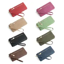 Женский кожаный Длинный кошелек-клатч PU держатель для карт сумочка на запястье сумка