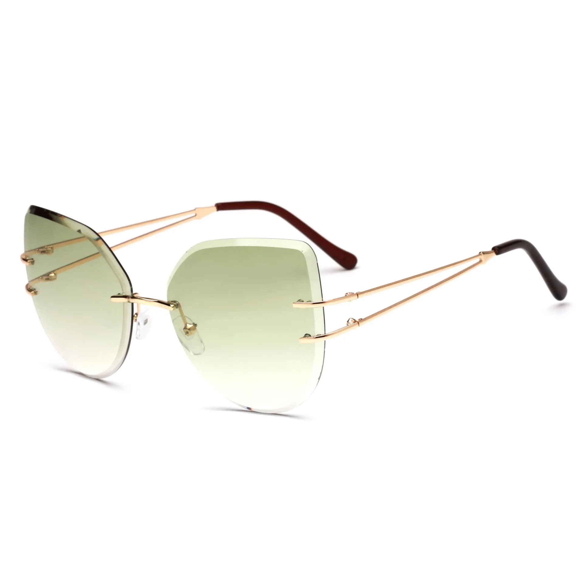 Vintage Rimless Sunglasses Women Retro Irregular Butterfly Lady Sun Glasses New Metal Frame Dames Lentes De Sol Mujer UV400