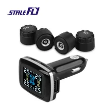 Digital TPMS Car 12V Tire Pressure Monitoring System Alarm & USB Charging Port with DOS Display Voltage Sensor F35