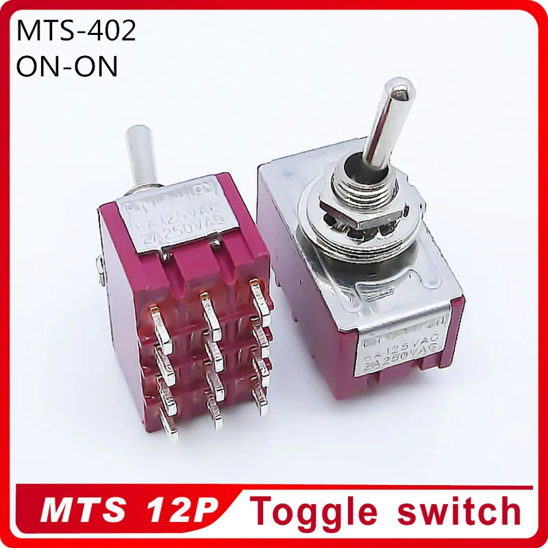 

Wholesale 100pcs MTS-402 ON ON 2 Position Latching 2A250VAC 5A125VAC Power 12pin Toggle Switch Excellent Quality