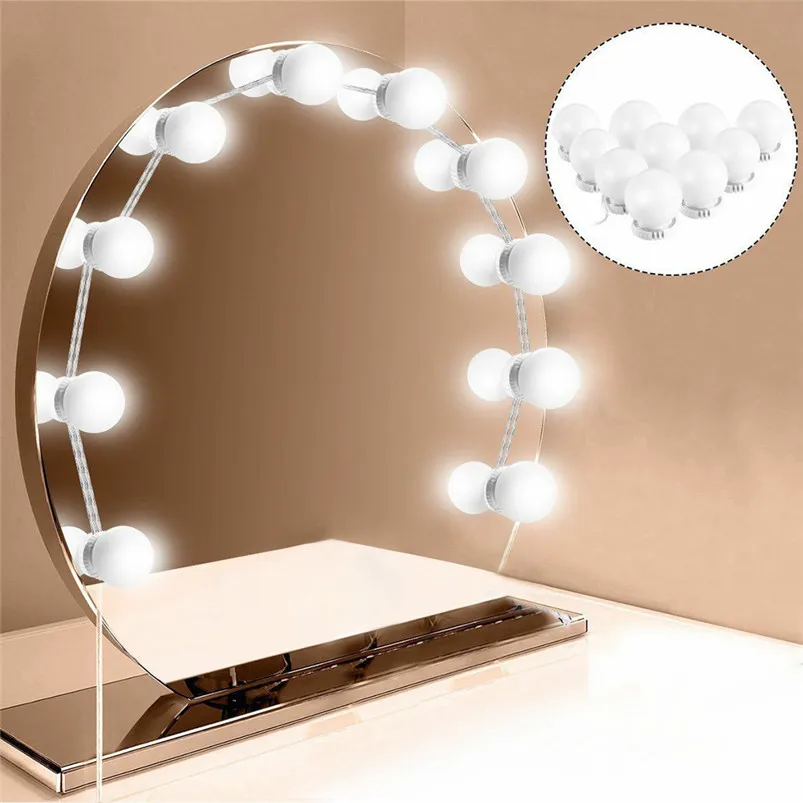 DIY 10LED Dimmable Vanity Mirror Lights Kit Bulbs for Makeup Hollywood Mirror String Light Home Decoration Luces 30MR0605