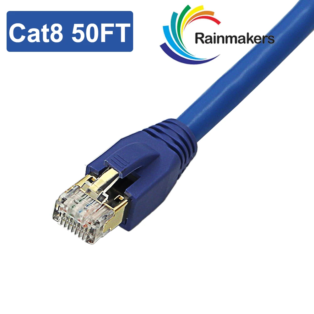 

Ethernet Cat8 Network Cable Cord (50Ft) - 40Gbps 2000Mhz High Speed - Supports Cat7/Cat6/Cat5e Standards for Internet Connectors