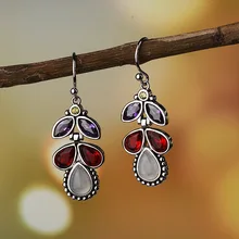 wholesale fashion jewelry vintage colorful crystal dangle earrings silver moonstone waterdrop earrings for women wedding jewelry moonrocy drop shipping silver color waterdrop fashion crystal necklace and earrings pink opal jewelry set for women girl