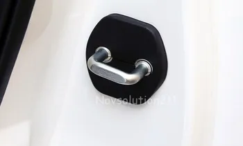 

4pcs Black Plastic Accessiores! Door Lock Buckle Protector Cover For Nissan note e Power 2017 New Arrival Car styling