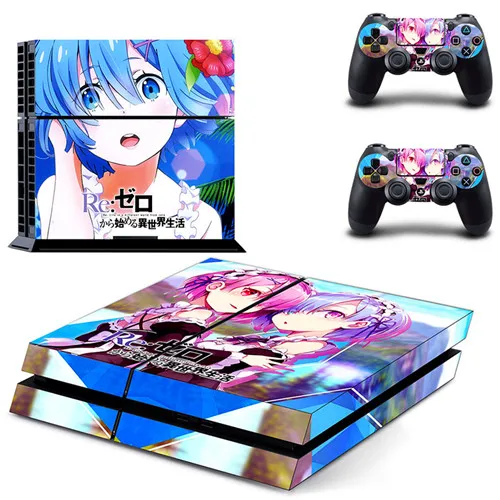Anime Cute Girl Rem RE: Life in A Different World From Zero PS4 Skin Sticker For Sony PlayStation 4 Console and Controllers 