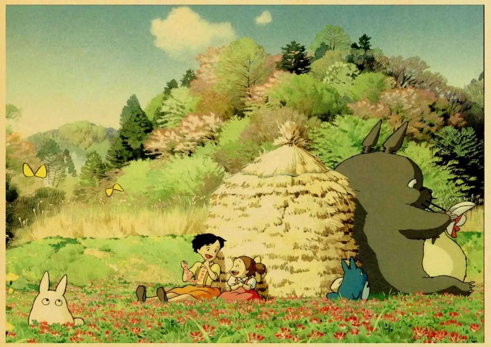 Хаяо Миядзаки мультфильм фильм Tonari no Totoro ретро постер ВИНТАЖНЫЙ ПЛАКАТ настенный Декор для дома Бар Кафе для детской комнаты - Цвет: W042