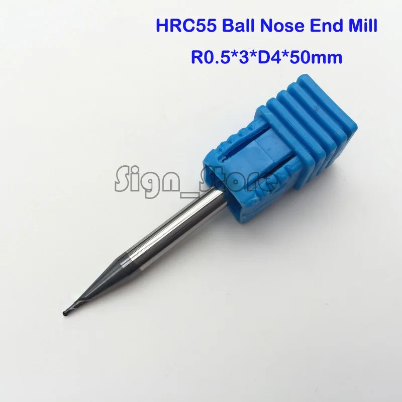 

Free shipping-5pcs 4mm 2 Flutes Milling tools Milling cutter Ball nose End Mill CNC router bits hrc55 R0.5*3*D4*50