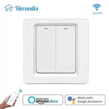 

Smart Life Tuya WiFi Light Smart Switches 2 gang 1 way Push Button APP Remote Control Works with Alexa Google Home Voice Control