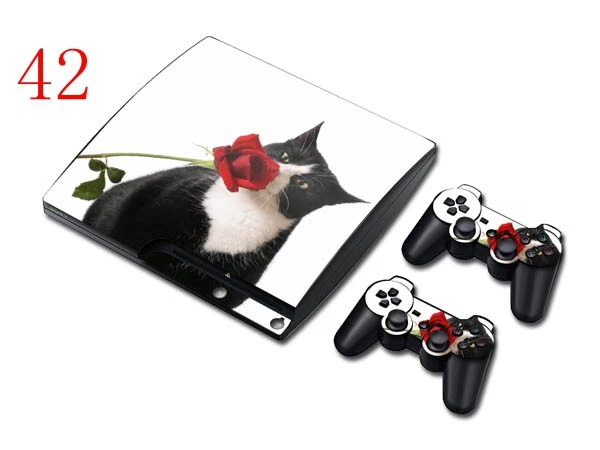 Special Offers OSTSTICKER Cat Sticker skin for Sony Playstation 3 for ps3 Slim Console Skin Sticker + 2 Controller Decals