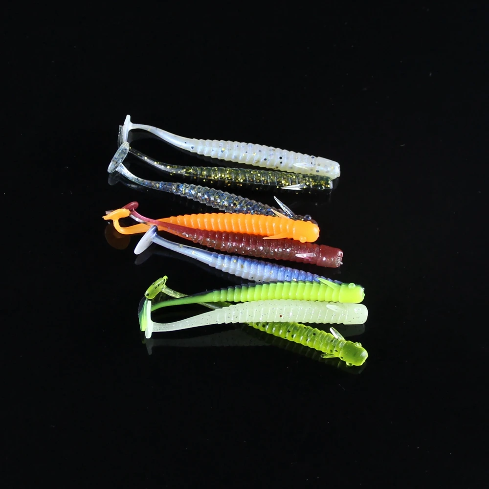 24pcsLot 8cm 2g 9 Colors Paddle Tail Soft Grubs 3D High Imitation Fish Lure Jig Head Soft Lure For Bass Fishing Mandarin Fish  (23)