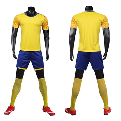 Soccer Jerseys Set Men Boy Survetement Football Uniforms Kit Blank Adult Soccer Jerseys Suit Print Soccer Training Uniforms - Цвет: 1922 yellow