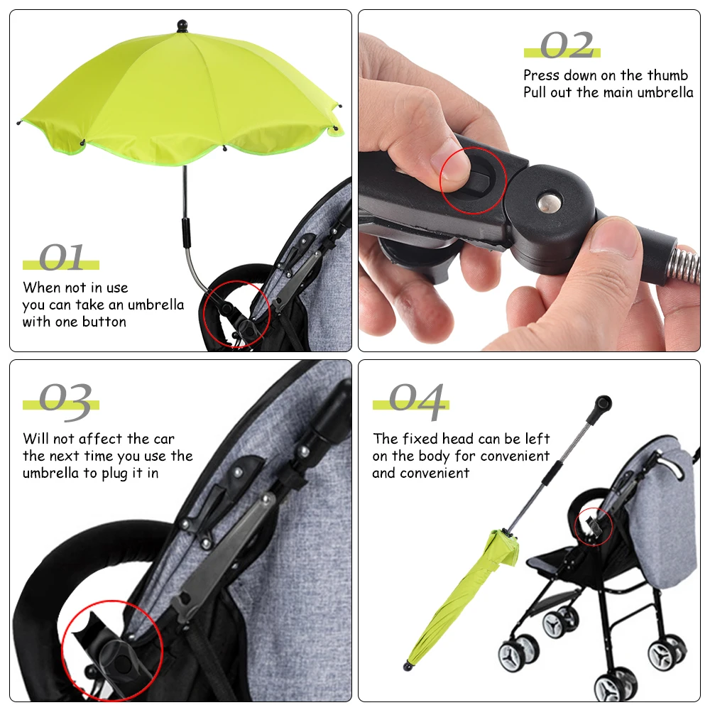 Регулируемая, для прогулок с малышом зонтик солнцезащитный навес стрейч подставка держатель 360 градусов коляска Зонты детская коляска аксессуары