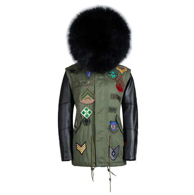 Best price at $305 Cheap Men's leather sleeve faux furs jacket with black fur lining male genuine leather jacket men coats