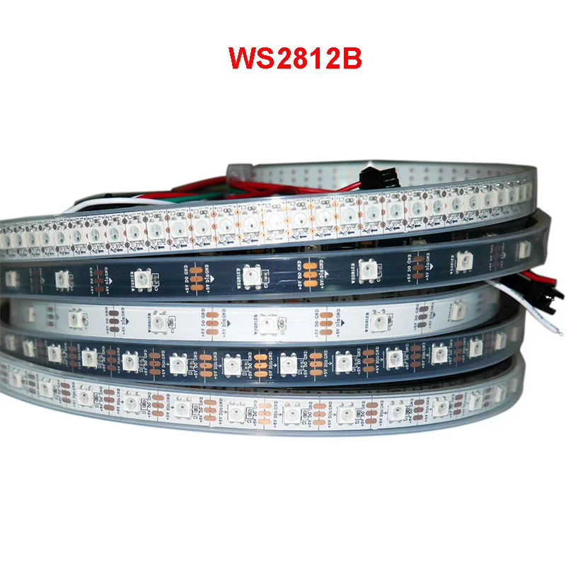DC5V Светодиодные ленты WS2812B 30/60 пикселей/светодиодный s/М, 5 м IP30 IP65 IP67 черный/белый PCB адрес Смарт WS2812 IC WS2812 светодиодный световая полоса