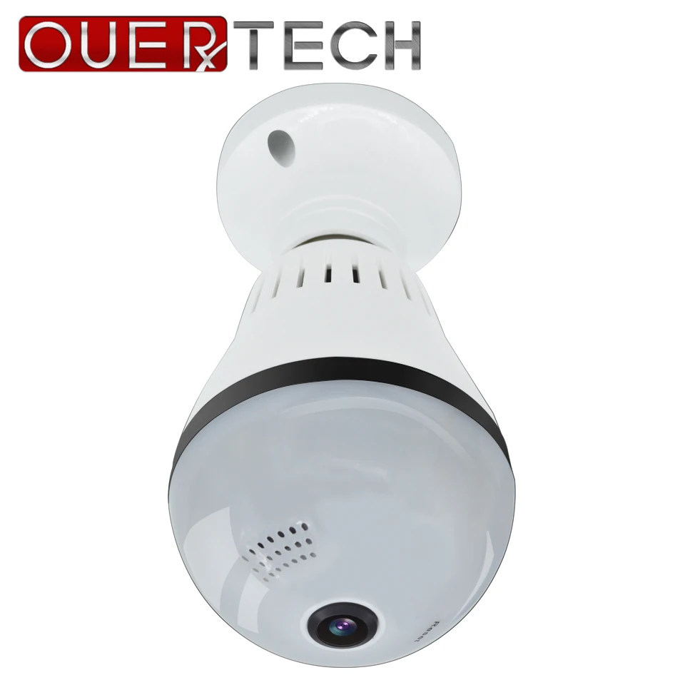 

OUERTECH 360 Two way audio white light bulb Panoramic WI-FI 960P Full Color Wireless Smart IP Camera support 128g APP YOOSEE