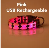 pink USB recharge Светящийся ошейник для домашних животных световой Coleira Mascotas, безопасность ночью, мигающие светящиеся в клетку, поводок для собак, кошек поводок для собак Chien товары для домашних животных A05 - Цвет: pink USB recharge