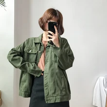 Корейская коллекция, винтажный осенний однотонный спортивный костюм карго, однобортная джинсовая куртка с эффектом потертости, верхняя одежда, джинсовое пальто, свободная ветровка