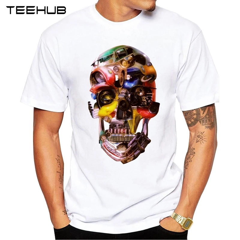 

New Arrivals 2019 TEEHUB Cool Design Men's Fashion Hot Rod Skull Printed T-Shirt Short Sleeve O-neck Tops Hipster Tee