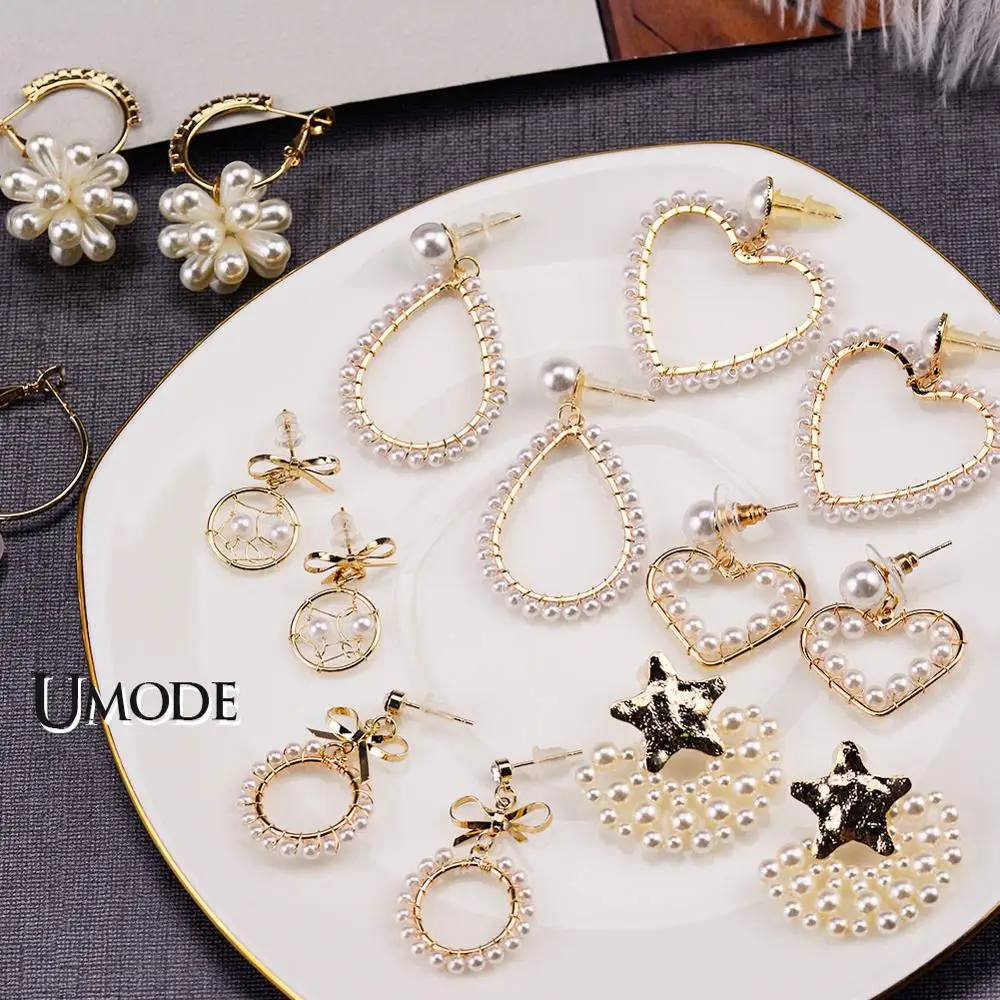 

UMODE ZA Vintage Gold Dangle Drop Earrings 2019 For Women Pearl Earring BOHO Bohemian Beach Korean Fashion Jewelry Party Gift