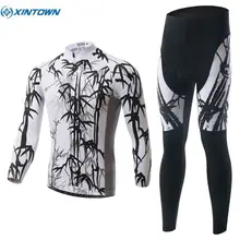 XINTOWN Outdoor Team Mens Cycling Jersey Ropa Ciclismo Bib Pants Sets Long Sleeve Bicycle Wear Clothing White S-4XL