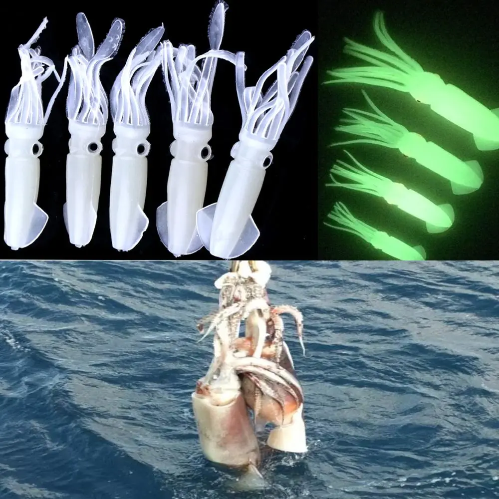 

10pcs/set Artificial Fishing lure Soft Baits Fishing TacklMixed Color Squid Jigs with Tube Saltwater Octopus Bait Soft Silicone