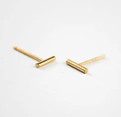 Street Fashion Gold Color Jewelry Ornament for Men Women Minimalist Smooth Bar Stud Earrings