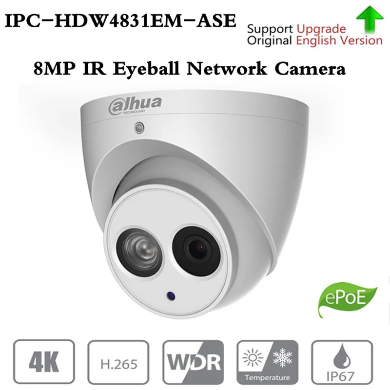 

Dahua 8MP Eyeball Network IP Camera IPC-HDW4831EM-ASE H.265 WDR Smart Detect Built-in Mic 50m IR Support Micro SD Card IP67 PoE