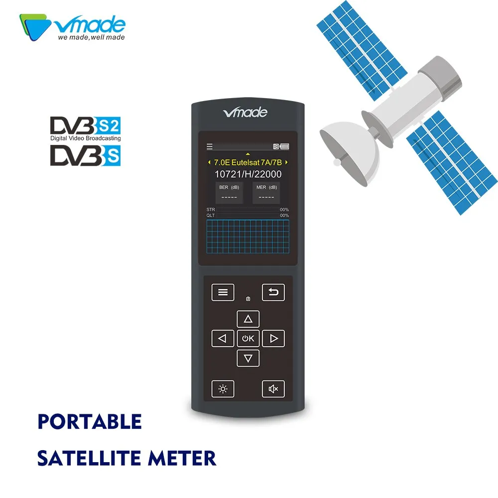 

Vmade 3.0 Screen DVB-S2 / DVB-S Full HD FTA Band Sat Satellite Finder DZ6370 Detector Support Software upgrade MPEG4/2