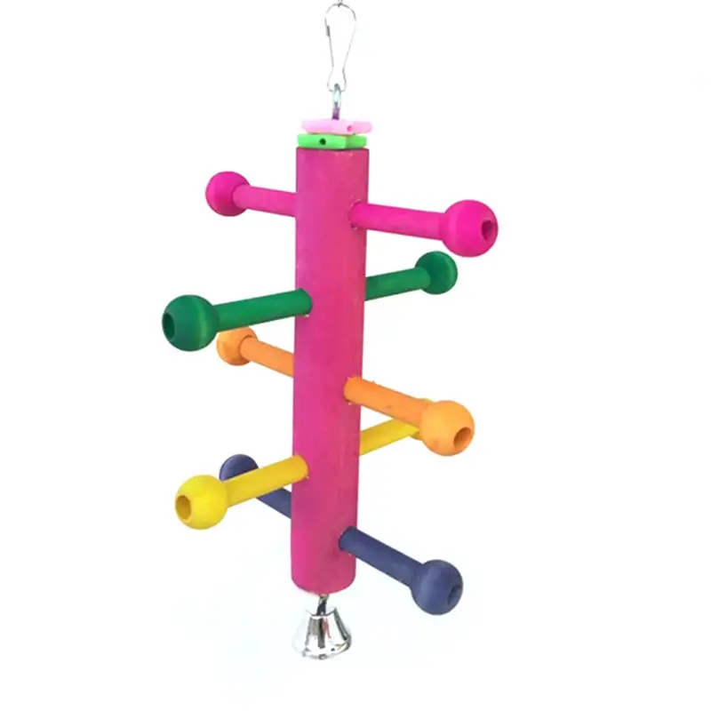 1PC Bird Parrot Perch Stand Play Fun Toys Cage Gym Climbing Wooden Rotate Ladder