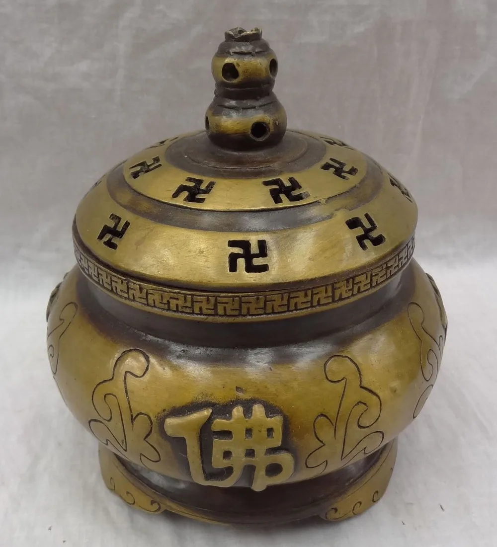 

bi002637 Chinese Bronze Buddhist Collect Dynasty Fo Zi Statue Incense Burner Censer