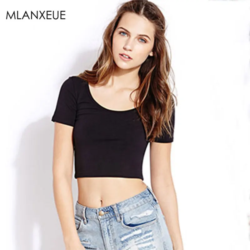 

Short Solid Slim T-shirts Women Casual Short Sleeve O-neck Wild Pullover Tops Summer Ladies Fashion Breathable Simple Tees New