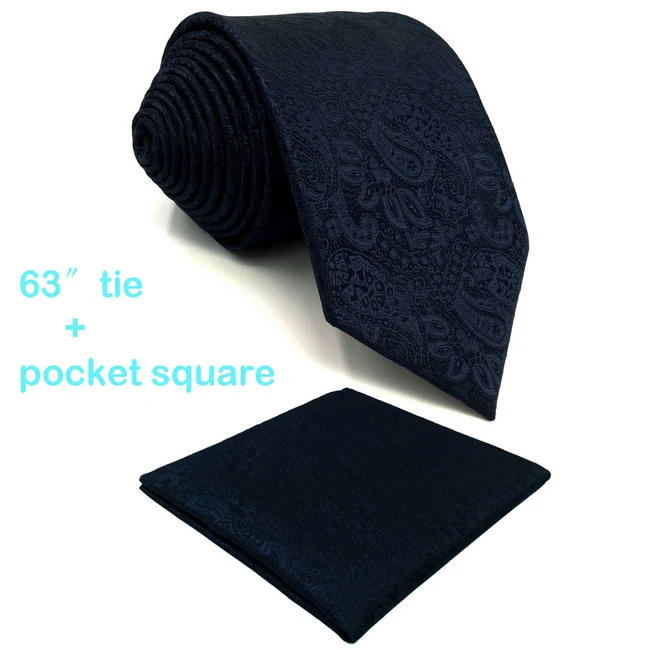 E14 темно-геометрический шелковые галстуки для Для мужчин галстук-бабочка карман квадрата - Цвет: Extra Long Tie Set