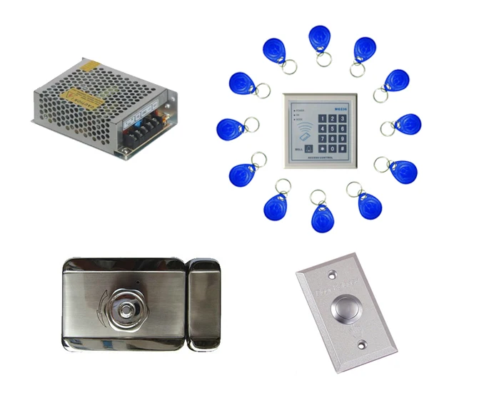 

Free ship by DHL ,access control kit ,one IC keypad access control+power+mute electronic lock+exit button+10IC key fob,sn:IC-010