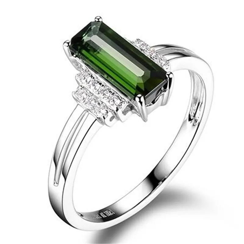 

Fashion Lady Green Cubic Zirconia Silver Plated Ring Wedding Crystal Rings for Women Jewelry Gifts sz 6 7 8 9 10 Y-30
