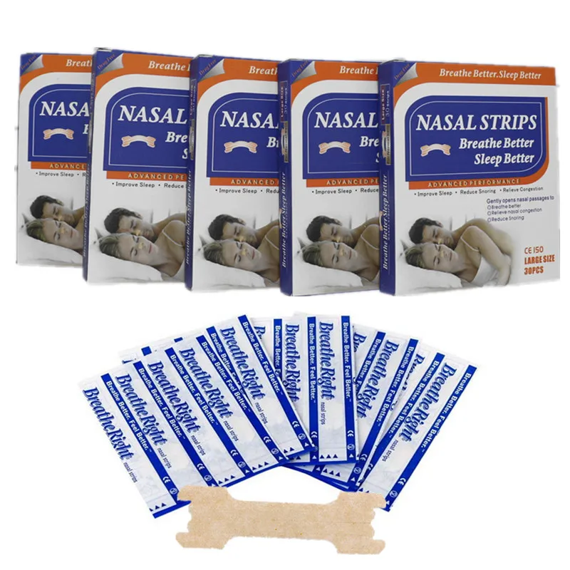 

150pcs=5boxes (66x19mm) Stop Snoring Nasal Strips Right Way to Anti Snoring Strips Breathe Better Sleep Aid Device Health Care