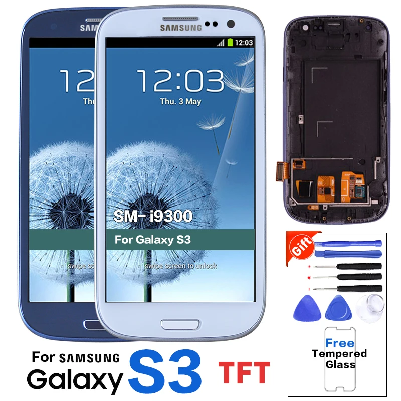 

TFT LCD For Samsung Galaxy S3 i9300 LCDs Display with Touch Screen Digitizer with Frame Assembly high quality