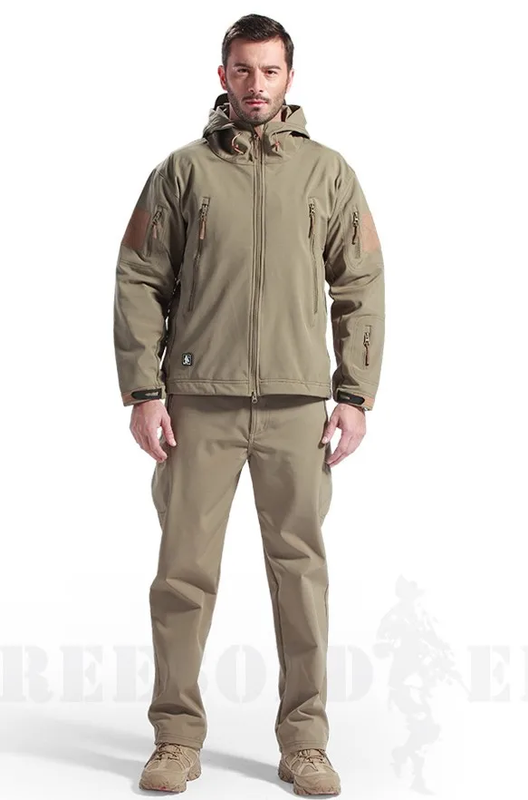 Акула softshell кожи на открытом воздухе тактический Военная Униформа камуфляж Брюки для девочек Для мужчин зимние армейские