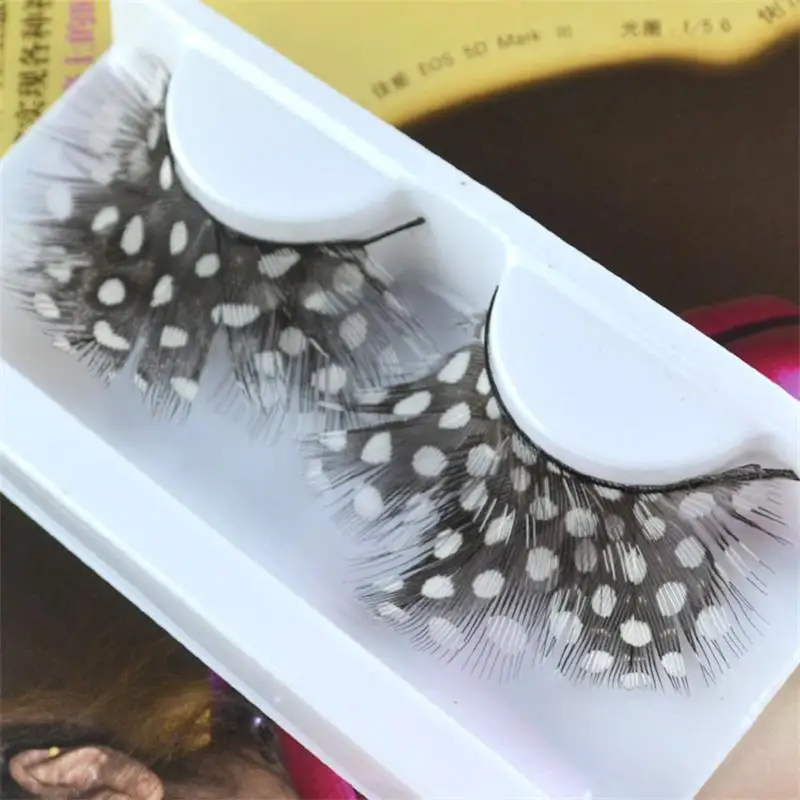 

1 pairs White Feather 3D Fake Eyelash Halloween Stage Art Performance Costume party Exaggerated Eyelashes Makeup Tools Y12