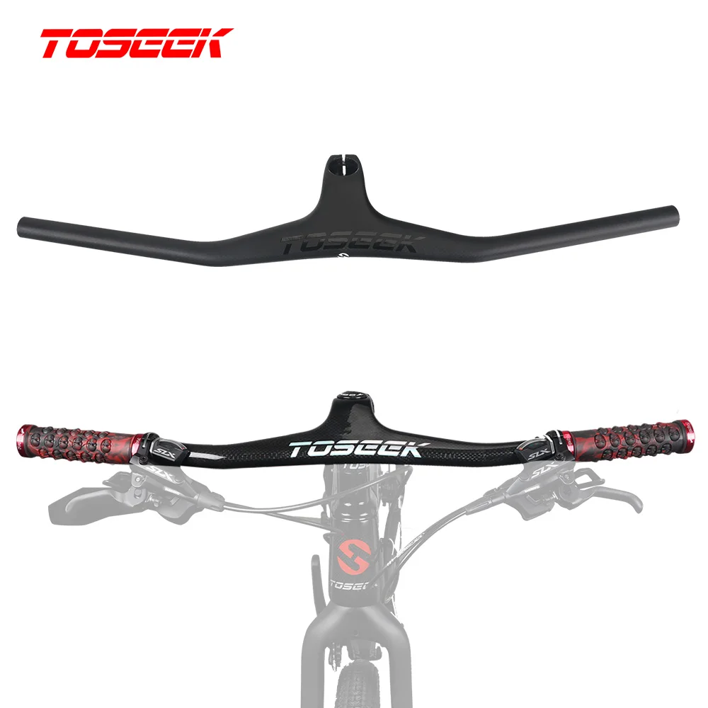 

MTB Bicycle Riser -17 degree One-shaped Integrated Handlebar With Stem 3K Black Matte Carbon MTB Handlebar